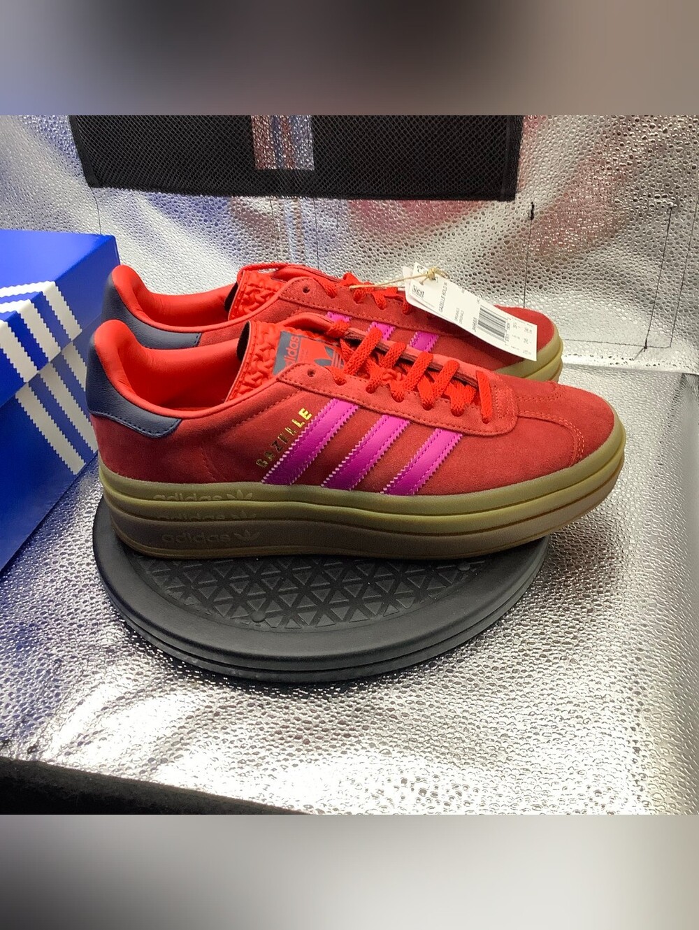 adidas Gazelle Bold Red Pink Platform Size 7.5